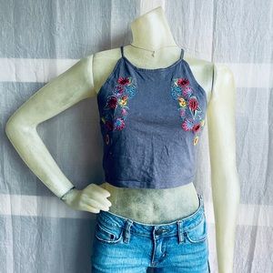 Floral Embroidered Crop Top